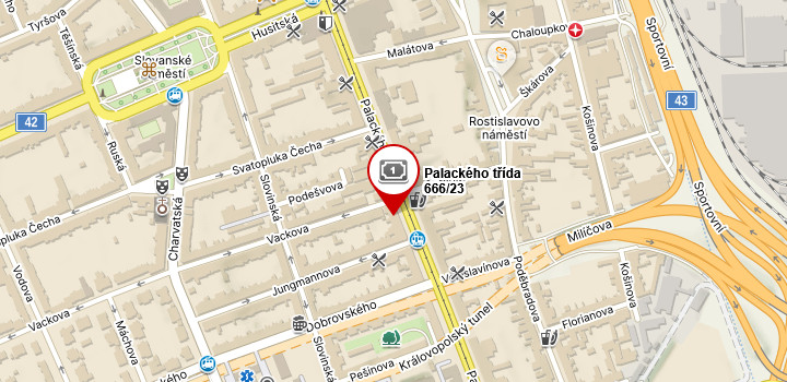 Mapa prodejny Palackého